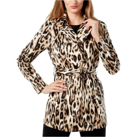 INC International Concepts Trench Coat Jackets & Blazers - INC International Concepts Leopard Print Trench Coat Size Large
